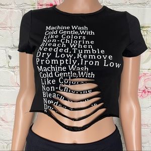Shein Black Crop top with writing Medium